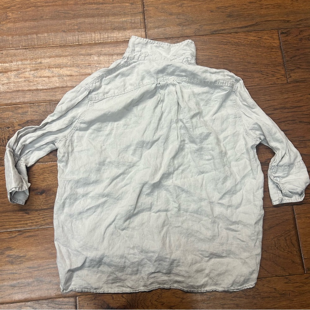 Zara Light‎ Gray linen blend Button-Down Shirt - Picture 2 of 4